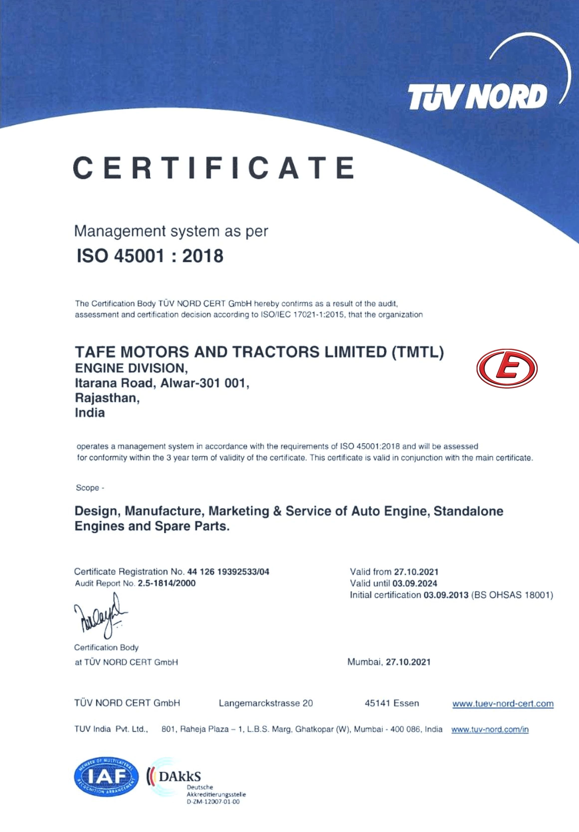 TMTL Engine | Certifications